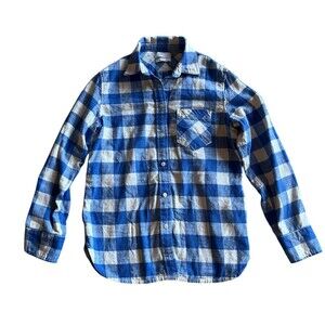 J. CREW CLASSIC FIT BUFFALO CHECK FLANNEL Blue White BUTTON UP SHIRT Women Sz 4